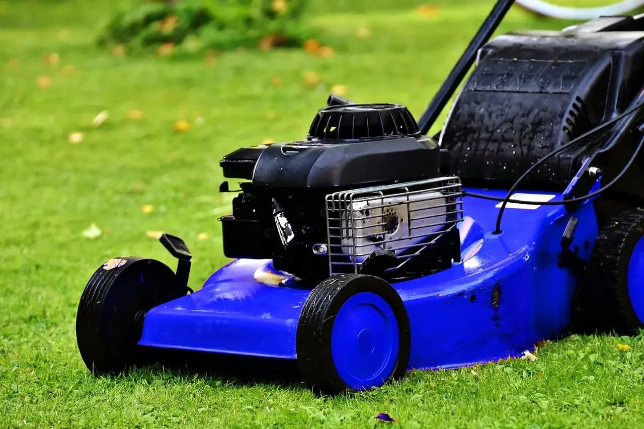 Professional lawn mowing with commercial mower